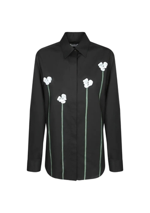 Moschino floral-appliqué shirt - Black