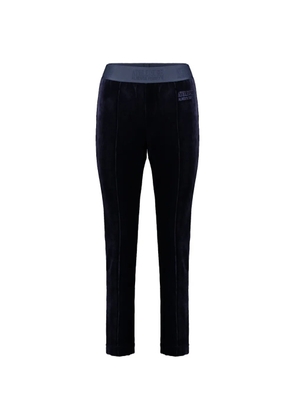 Alberta Ferretti logo-waistband velvet-effect track pants - Blue