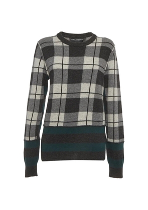 Dolce & Gabbana Pre-Owned plaid-print rib-knit sweater - Grey