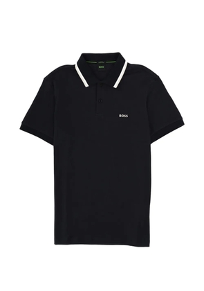 BOSS GREEN HUGO BOSS logo-print tipping-detail polo shirt - Blue