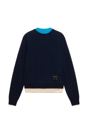 Marni deep blue cashmere jumper with layered effect