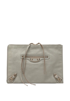 Balenciaga Pre-Owned 2015 Goatskin Motocross Classic Metallic Edge clutch bag - Grey