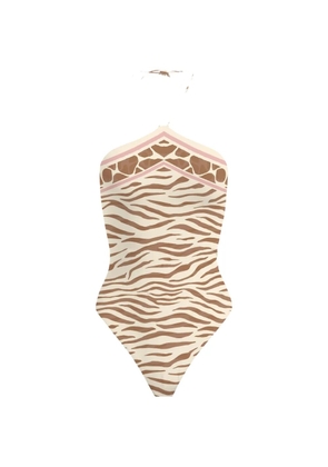 MC2 Saint Barth animal-print halterneck swimsuit - Neutrals