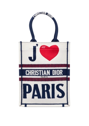 Christian Dior Pre-Owned 2021 Embroidered Canvas I Love Paris Vertical Book tote bag - White
