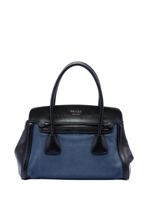 Prada Pre-Owned 2013-2026 Bicolor Saffiano Cuir Trimmed Canvas satchel - Blue