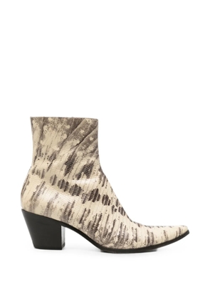 Miu Miu Pre-Owned 2000s snakeskin-effect point-toe ankle boots - Neutrals
