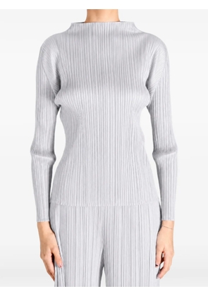 Pleats Please Issey Miyake pleated long-sleeve top - Grey