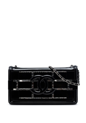 CHANEL Pre-Owned 2014-2015 Patent and Acrylic Crystal Embellished Boy Brick Horizontal Flap crossbody bag - Black
