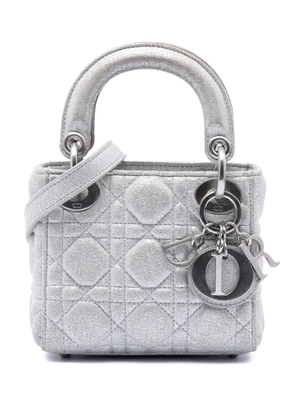 Christian Dior Pre-Owned 2019 Micro Metallic Calfskin Cannage Lady Dior satchel - Silver