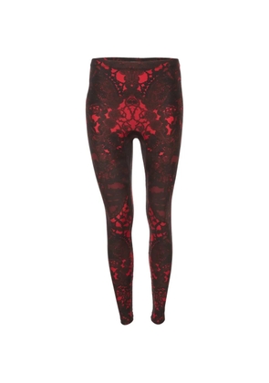 Alexander McQueen Pre-Owned lace-print knit leggings - Red