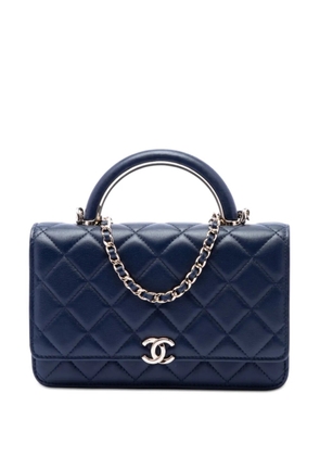 CHANEL Pre-Owned 2021-2026 Mini Rectangular Lambskin Paris Le19M Charming Top Handle Flap satchel - Blue