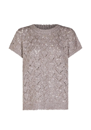 Fabiana Filippi open-knit short-sleeve sweater - Grey