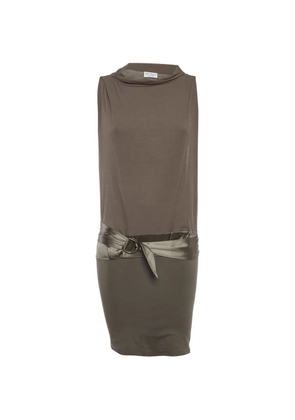 Brunello Cucinelli Vintage belted jersey mini dress - Brown