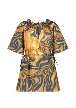 Alberta Ferretti abstract-print drawstring-waist mini dress - Yellow