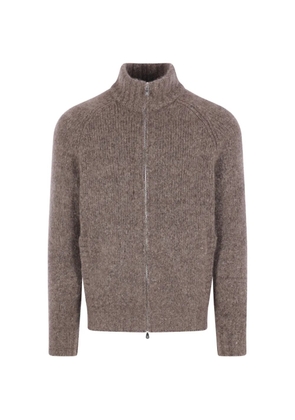 Brunello Cucinelli ribbed-knit zip-up cardigan - Brown