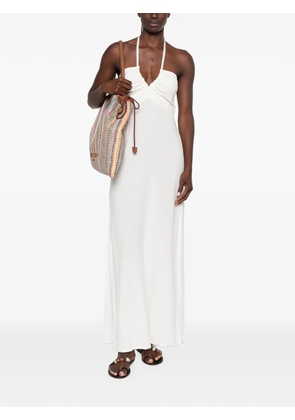 MOUTAKI halter-neck ruched maxi dress - White