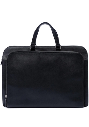Prada Pre-Owned 2013-2026 Saffiano Cuir Travel Front Zip Pocket Briefcase business bag - Black