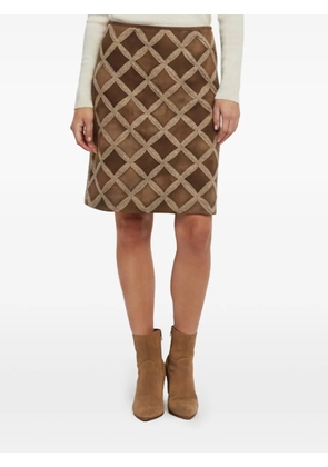 Prada Pre-Owned diamond-pattern suede midi skirt - Brown