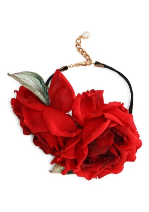 Dolce & Gabbana rose-appliqué choker necklace - Black