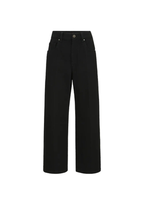 Brunello Cucinelli dyed denim contemporary square trousers with Monili - Black
