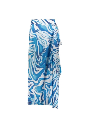 Alberta Ferretti asymmetric graphic-print skirt - Blue