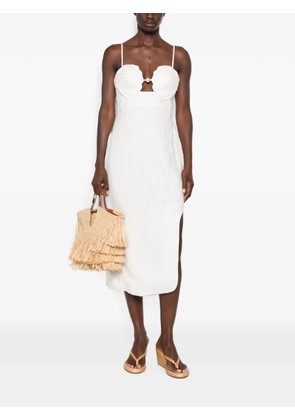 FARM Rio shell-appliqué pearl-detail dress - White