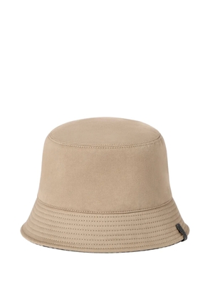 Brunello Cucinelli cotton, linen and virgin-wool reversible bucket hat with monili - Neutrals