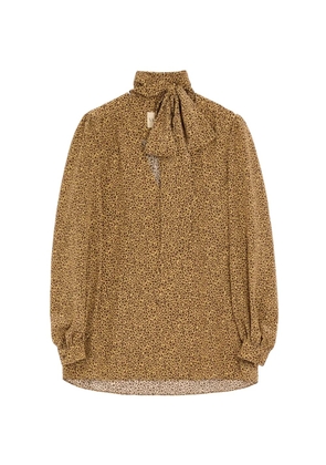 Valentino Garavani crepe de chine shirt with fauve eclat micromacula print - Neutrals