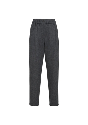 Brunello Cucinelli wool-flannel baggy trousers with monili - Grey