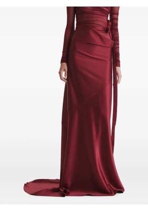2310 STUDIO satin bow-detail maxi skirt - Red