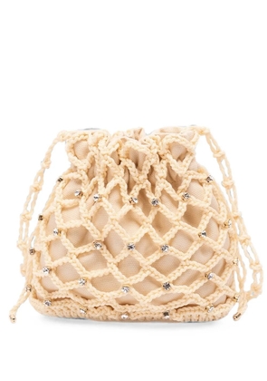 Rosantica Selene Marea crystal-embellished macramé crossbody bag - Neutrals