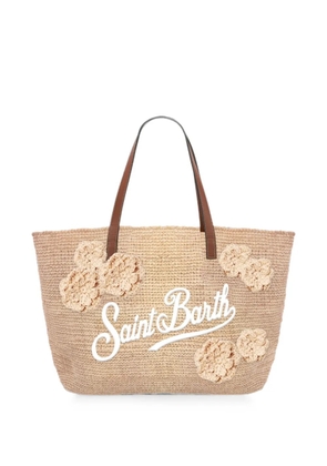 MC2 Saint Barth Raffia City floral-appliqué shoulder bag - Neutrals