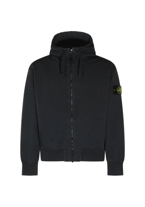 Stone Island logo-patch zip-up hoodie - Blue