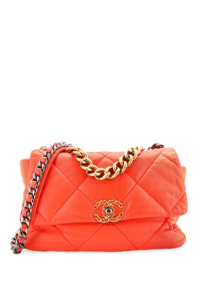 CHANEL Pre-Owned 19 Flap Bag Quilted Leather Large crossbody bag - Orange