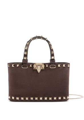 Valentino Garavani Rockstud mini suede tote bag - Brown