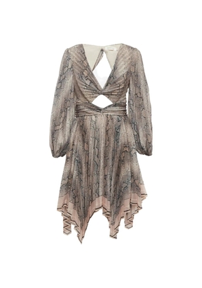 ZIMMERMANN python-print pleat cut-out dress - Brown