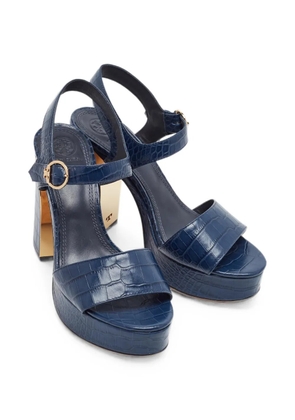 Tory Burch Martine croc-embossed platform sandals - Blue