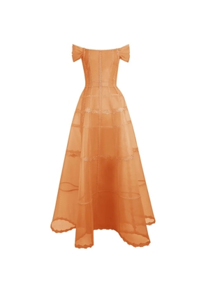 Gemy Maalouf off-shoulder lace-trim dress - Orange