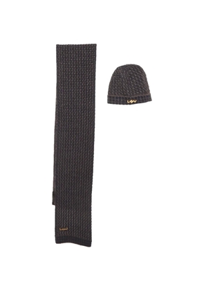 Louis Vuitton Pre-Owned logo-plaque beanie hat and scarf set - Blue