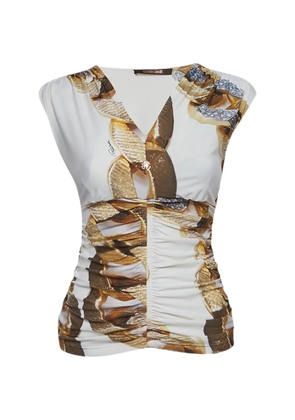 Roberto Cavalli Vintage chain-print ruched top - White