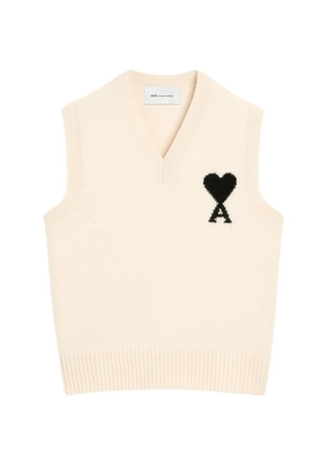 AMI Paris sleeveless wool sweater with Ami de Coeur - Neutrals