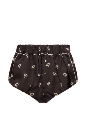 Marni brown silk twill bloomers with floral print