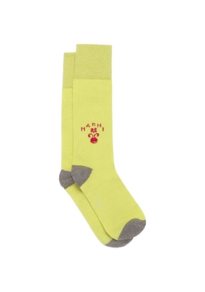 Marni logo-embroidered rib-knitted socks - Yellow