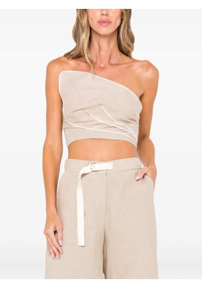 JBQ Leaf asymmetric linen top - Neutrals