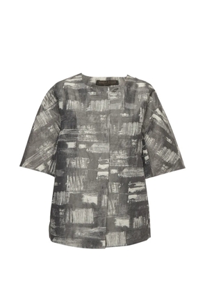 424 abstract-print jacquard button up blouse - Grey