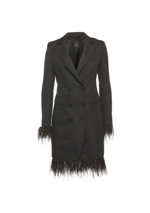 8 by Yoox tweed feather-trim mini dress - Black