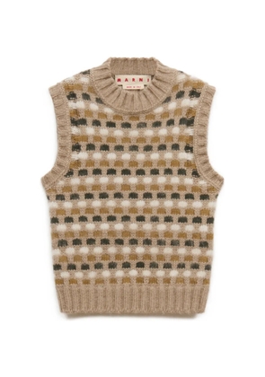 Marni white and green jacquard Shetland wool vest - Neutrals