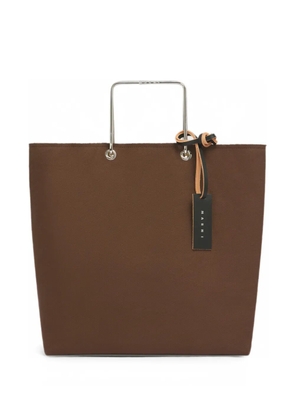 Marni brown canvas shopper with metal handles