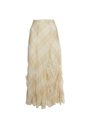 Polo Ralph Lauren Vintage plaid-pattern ruffle-trim maxi skirt - Neutrals