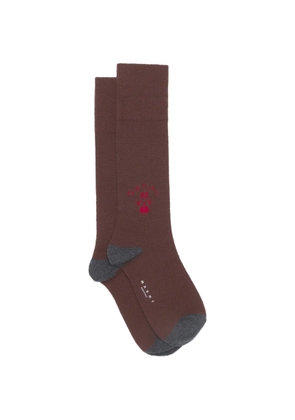 Marni deep brown wool-cashmere socks with heraldic logo